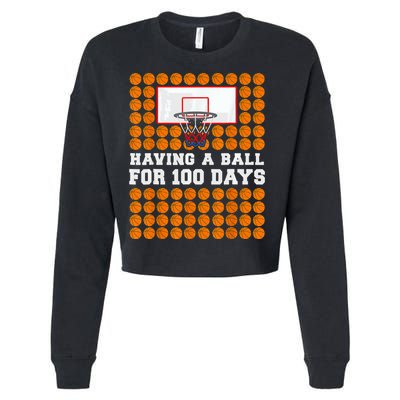 100 Days Of School Basketball 100th Day Balls For Boys Cropped Pullover Crew