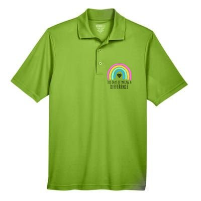 100 Days Of Making A Difference 100th Day Of School Men's Origin Performance Piqué Polo