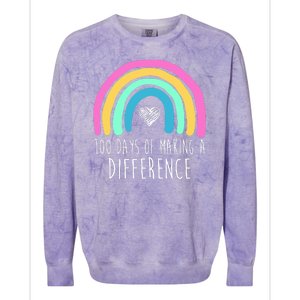 100 Days Of Making A Difference 100th Day Of School Colorblast Crewneck Sweatshirt