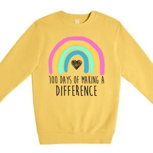 100 Days Of Making A Difference 100th Day Of School Premium Crewneck Sweatshirt