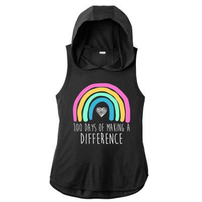 100 Days Of Making A Difference 100th Day Of School Ladies PosiCharge Tri-Blend Wicking Draft Hoodie Tank