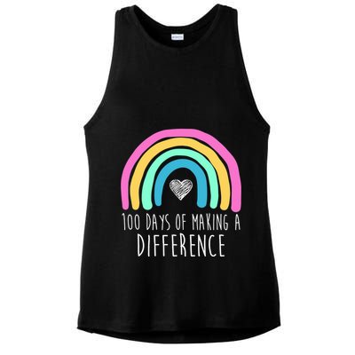 100 Days Of Making A Difference 100th Day Of School Ladies PosiCharge Tri-Blend Wicking Tank