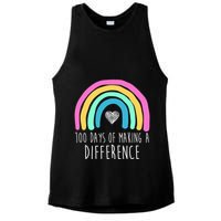 100 Days Of Making A Difference 100th Day Of School Ladies PosiCharge Tri-Blend Wicking Tank