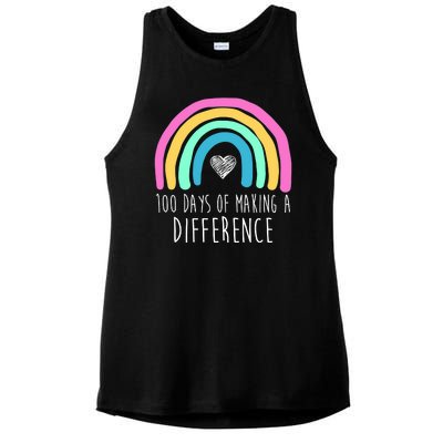 100 Days Of Making A Difference 100th Day Of School Ladies PosiCharge Tri-Blend Wicking Tank