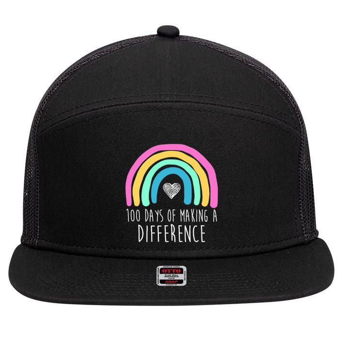 100 Days Of Making A Difference 100th Day Of School 7 Panel Mesh Trucker Snapback Hat