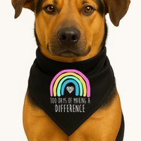 100 Days Of Making A Difference 100th Day Of School USA-Made Doggie Bandana