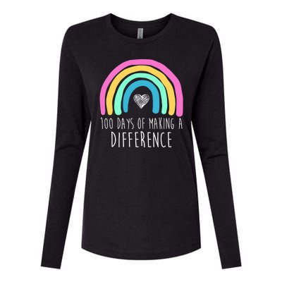 100 Days Of Making A Difference 100th Day Of School Womens Cotton Relaxed Long Sleeve T-Shirt