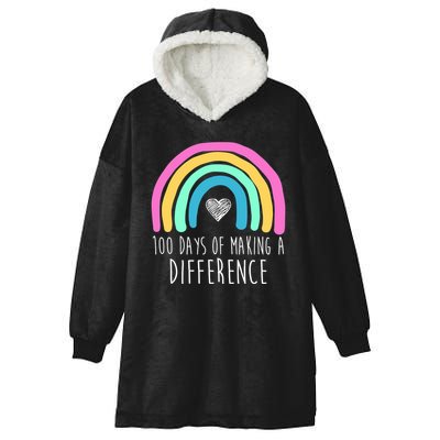100 Days Of Making A Difference 100th Day Of School Hooded Wearable Blanket