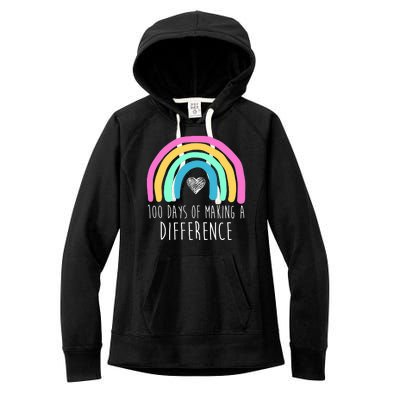 100 Days Of Making A Difference 100th Day Of School Women's Fleece Hoodie