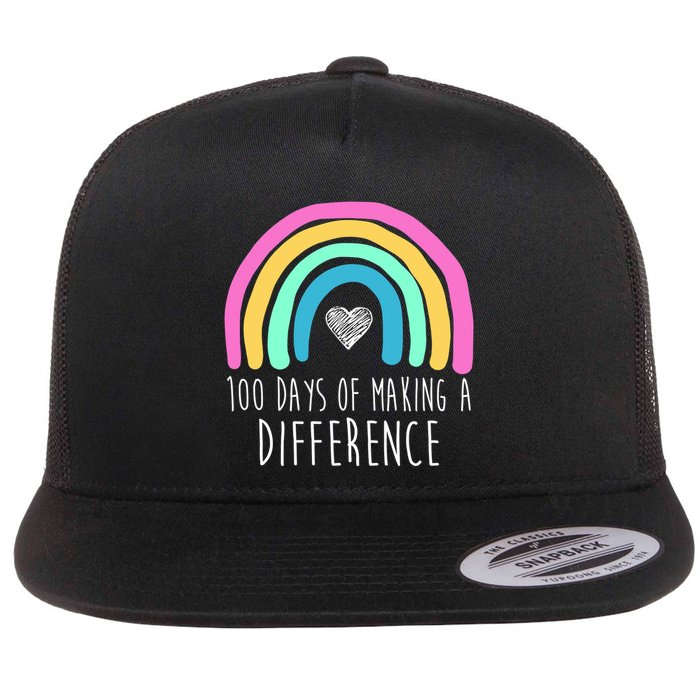 100 Days Of Making A Difference 100th Day Of School Flat Bill Trucker Hat