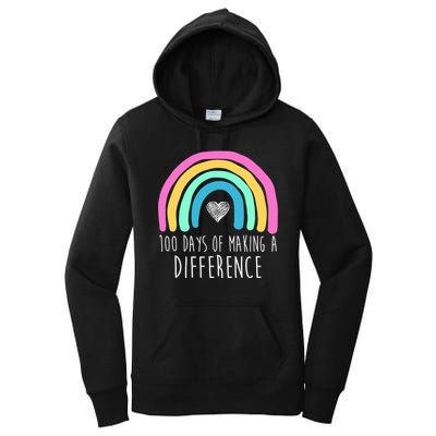 100 Days Of Making A Difference 100th Day Of School Women's Pullover Hoodie