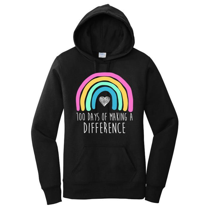 100 Days Of Making A Difference 100th Day Of School Women's Pullover Hoodie