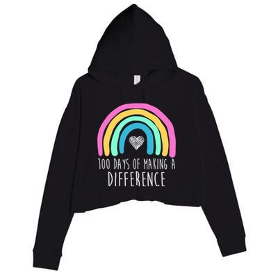 100 Days Of Making A Difference 100th Day Of School Crop Fleece Hoodie
