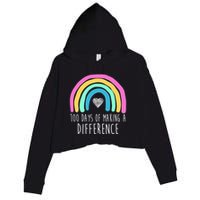100 Days Of Making A Difference 100th Day Of School Crop Fleece Hoodie