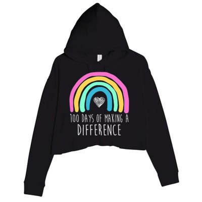 100 Days Of Making A Difference 100th Day Of School Crop Fleece Hoodie