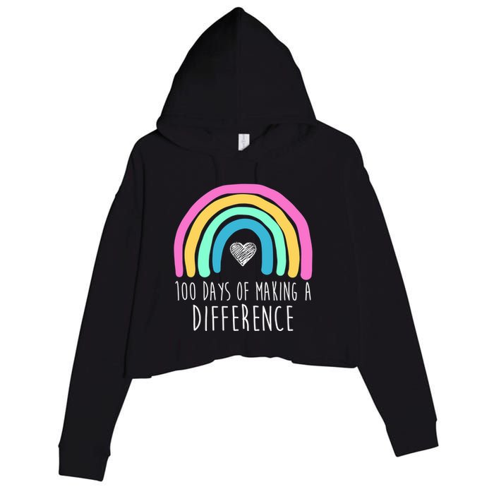 100 Days Of Making A Difference 100th Day Of School Crop Fleece Hoodie