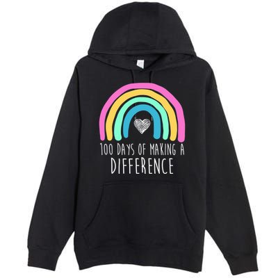 100 Days Of Making A Difference 100th Day Of School Premium Pullover Hoodie
