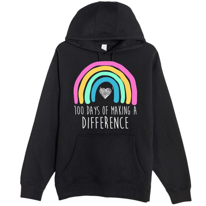 100 Days Of Making A Difference 100th Day Of School Premium Pullover Hoodie