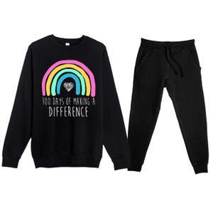 100 Days Of Making A Difference 100th Day Of School Premium Crewneck Sweatsuit Set