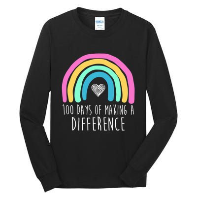 100 Days Of Making A Difference 100th Day Of School Tall Long Sleeve T-Shirt