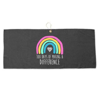 100 Days Of Making A Difference 100th Day Of School Large Microfiber Waffle Golf Towel
