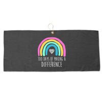 100 Days Of Making A Difference 100th Day Of School Large Microfiber Waffle Golf Towel