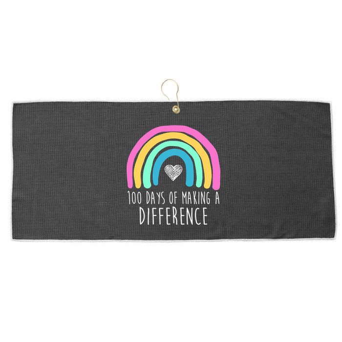 100 Days Of Making A Difference 100th Day Of School Large Microfiber Waffle Golf Towel