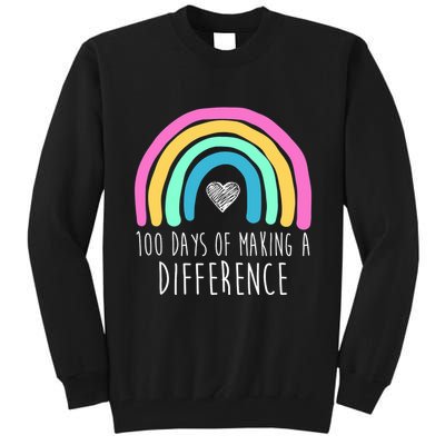 100 Days Of Making A Difference 100th Day Of School Tall Sweatshirt