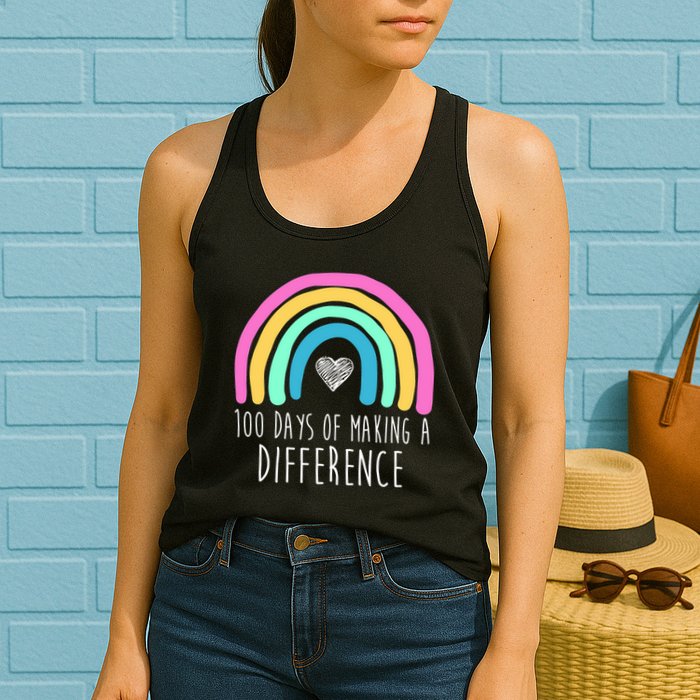 100 Days Of Making A Difference 100th Day Of School Womens Tank Top