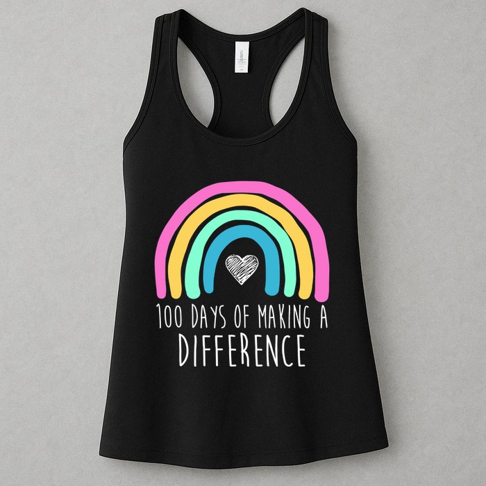 100 Days Of Making A Difference 100th Day Of School Womens Tank Top
