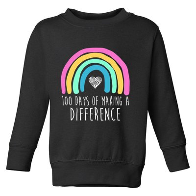 100 Days Of Making A Difference 100th Day Of School Toddler Sweatshirt