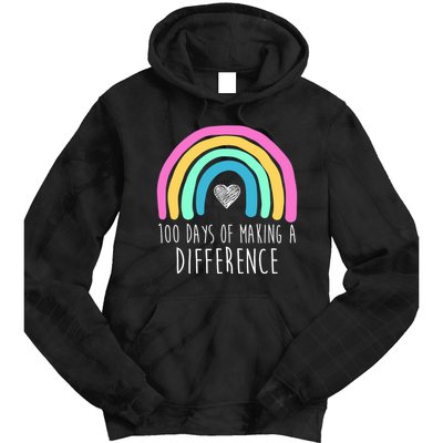100 Days Of Making A Difference 100th Day Of School Tie Dye Hoodie