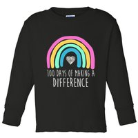 100 Days Of Making A Difference 100th Day Of School Toddler Long Sleeve Shirt