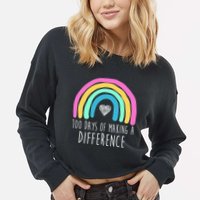 100 Days Of Making A Difference 100th Day Of School Cropped Pullover Crew