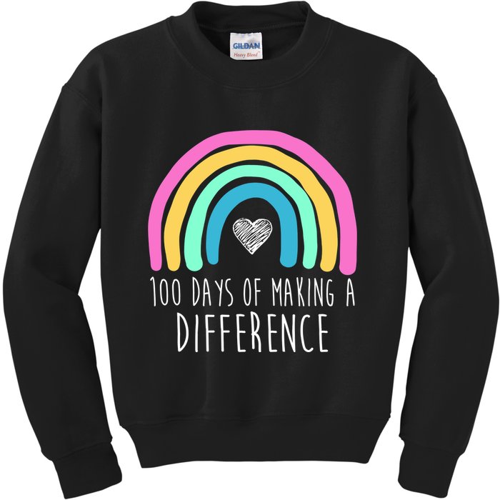 100 Days Of Making A Difference 100th Day Of School Kids Sweatshirt