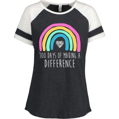 100 Days Of Making A Difference 100th Day Of School Enza Ladies Jersey Colorblock Tee