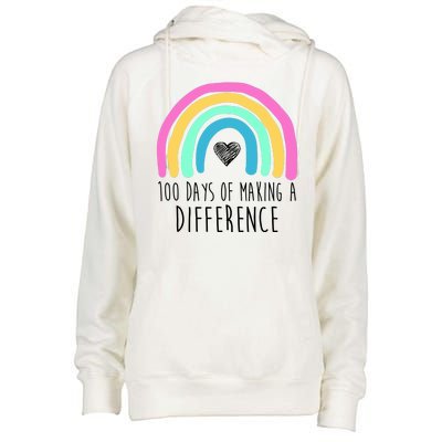 100 Days Of Making A Difference 100th Day Of School Womens Funnel Neck Pullover Hood