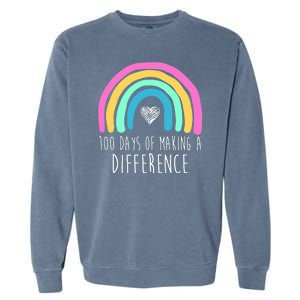 100 Days Of Making A Difference 100th Day Of School Garment-Dyed Sweatshirt