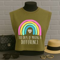 100 Days Of Making A Difference 100th Day Of School Garment-Dyed Women's Muscle Tee