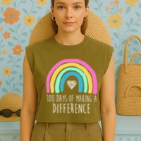 100 Days Of Making A Difference 100th Day Of School Garment-Dyed Women's Muscle Tee