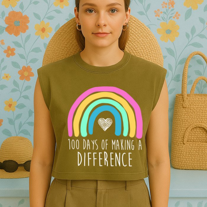 100 Days Of Making A Difference 100th Day Of School Garment-Dyed Women's Muscle Tee