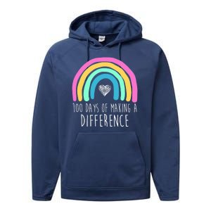 100 Days Of Making A Difference 100th Day Of School Performance Fleece Hoodie