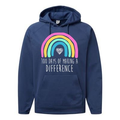 100 Days Of Making A Difference 100th Day Of School Performance Fleece Hoodie