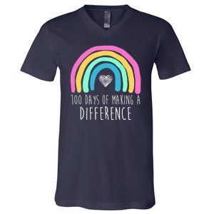 100 Days Of Making A Difference 100th Day Of School V-Neck T-Shirt