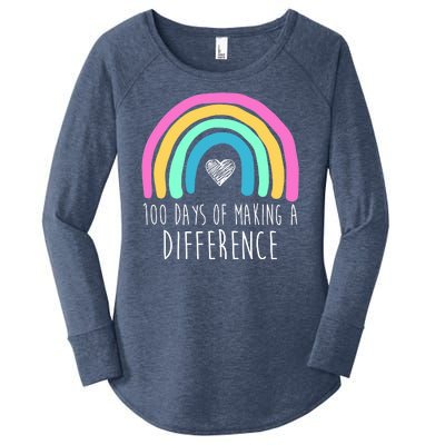 100 Days Of Making A Difference 100th Day Of School Women's Perfect Tri Tunic Long Sleeve Shirt