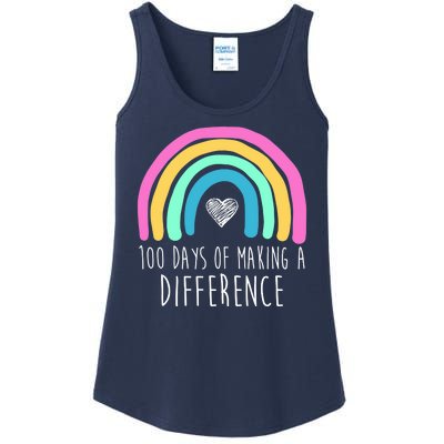 100 Days Of Making A Difference 100th Day Of School Ladies Essential Tank