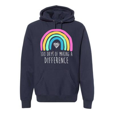 100 Days Of Making A Difference 100th Day Of School Premium Hoodie