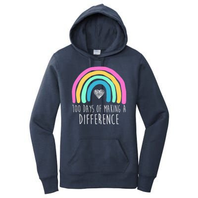 100 Days Of Making A Difference 100th Day Of School Women's Pullover Hoodie