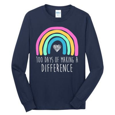 100 Days Of Making A Difference 100th Day Of School Tall Long Sleeve T-Shirt