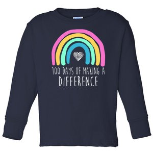 100 Days Of Making A Difference 100th Day Of School Toddler Long Sleeve Shirt